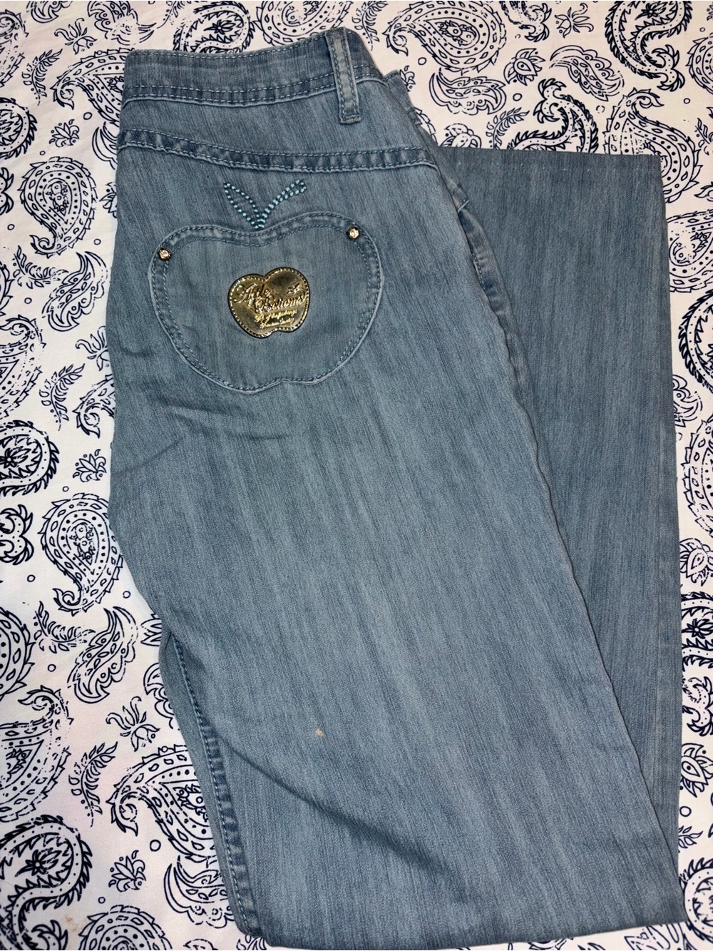 Apple Bottoms Light Blue Straight Leg Jeans with Heart Pocket